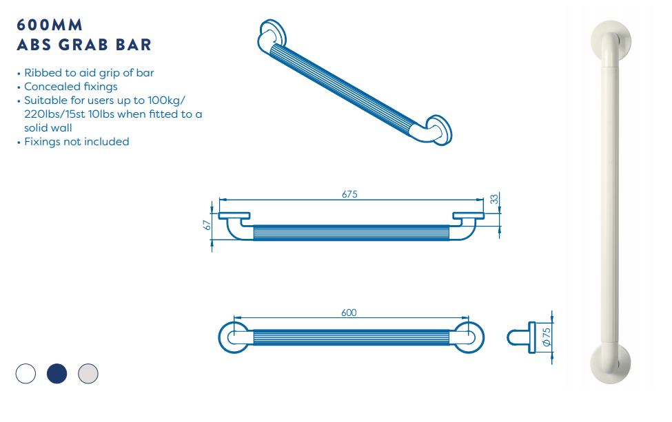 ABS Plastic Grab Bars, Strabane Wholesale Ltd, Strabane, Co. Tyrone