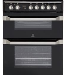 Indesit 60cm Double Oven Gas Cooker - Black