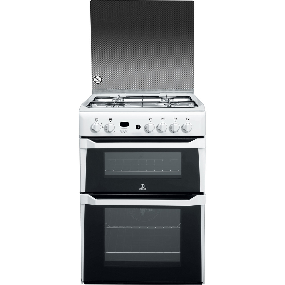 Indesit 60cm Double Oven Gas Cooker - White