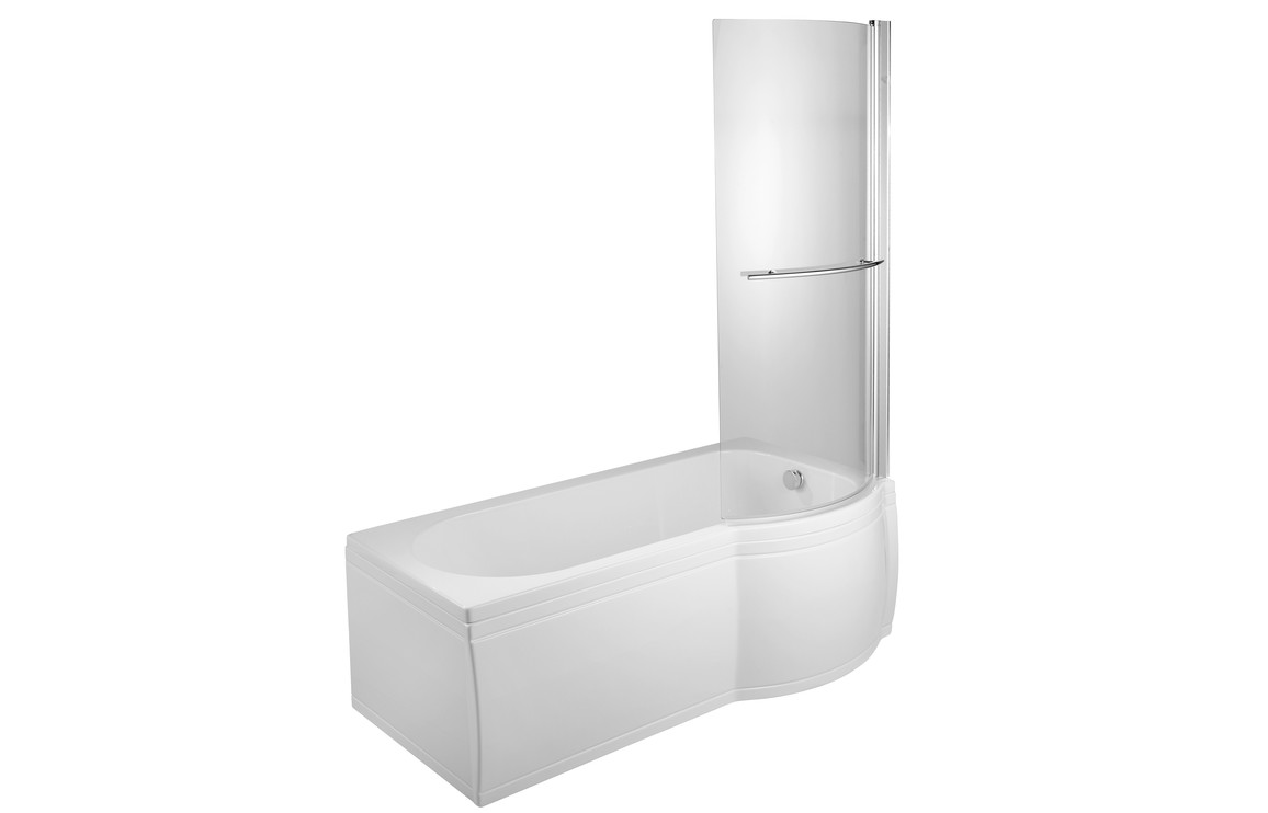 Luxury P-Shape 1675x750-850x515mm 0TH Shower Bath (RH)
