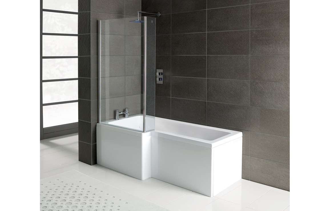 L-Shape 1700x700-850x410mm 0TH Shower Bath, Panel & Screen (LH) 
