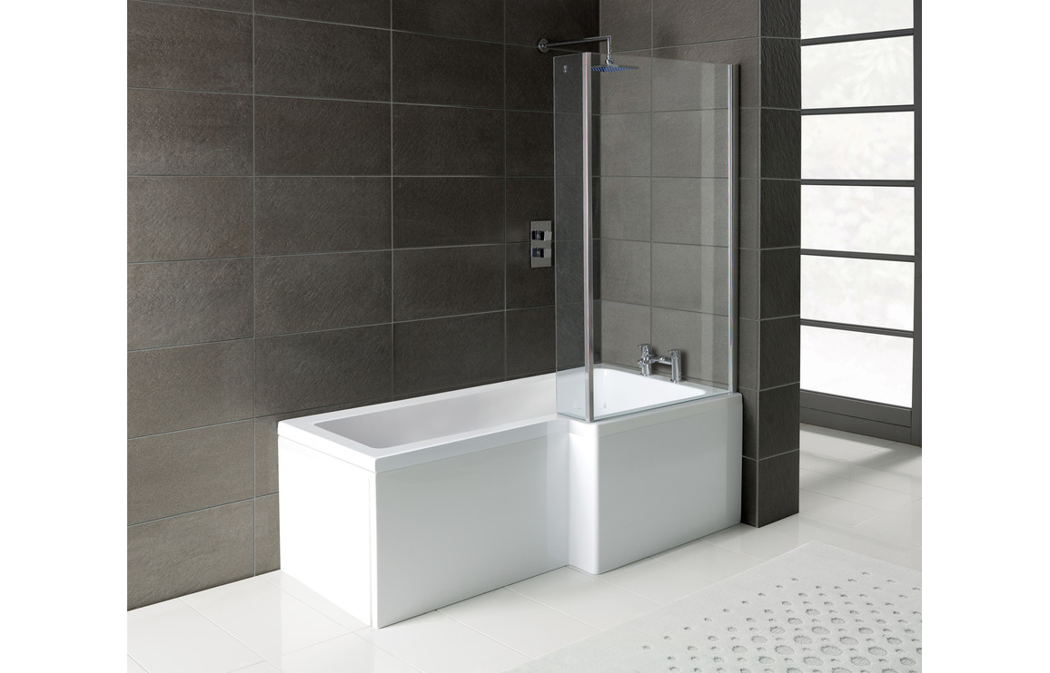 L-Shape 1700x700-850x410mm 0TH Shower Bath, Panel & Screen (RH)