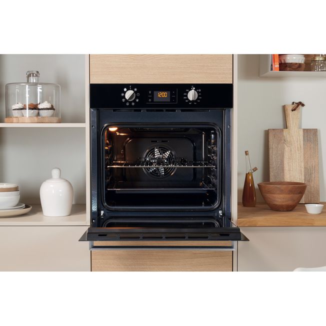 Indesit Aria Electric Fan Single Oven - Black - IFW6340BL