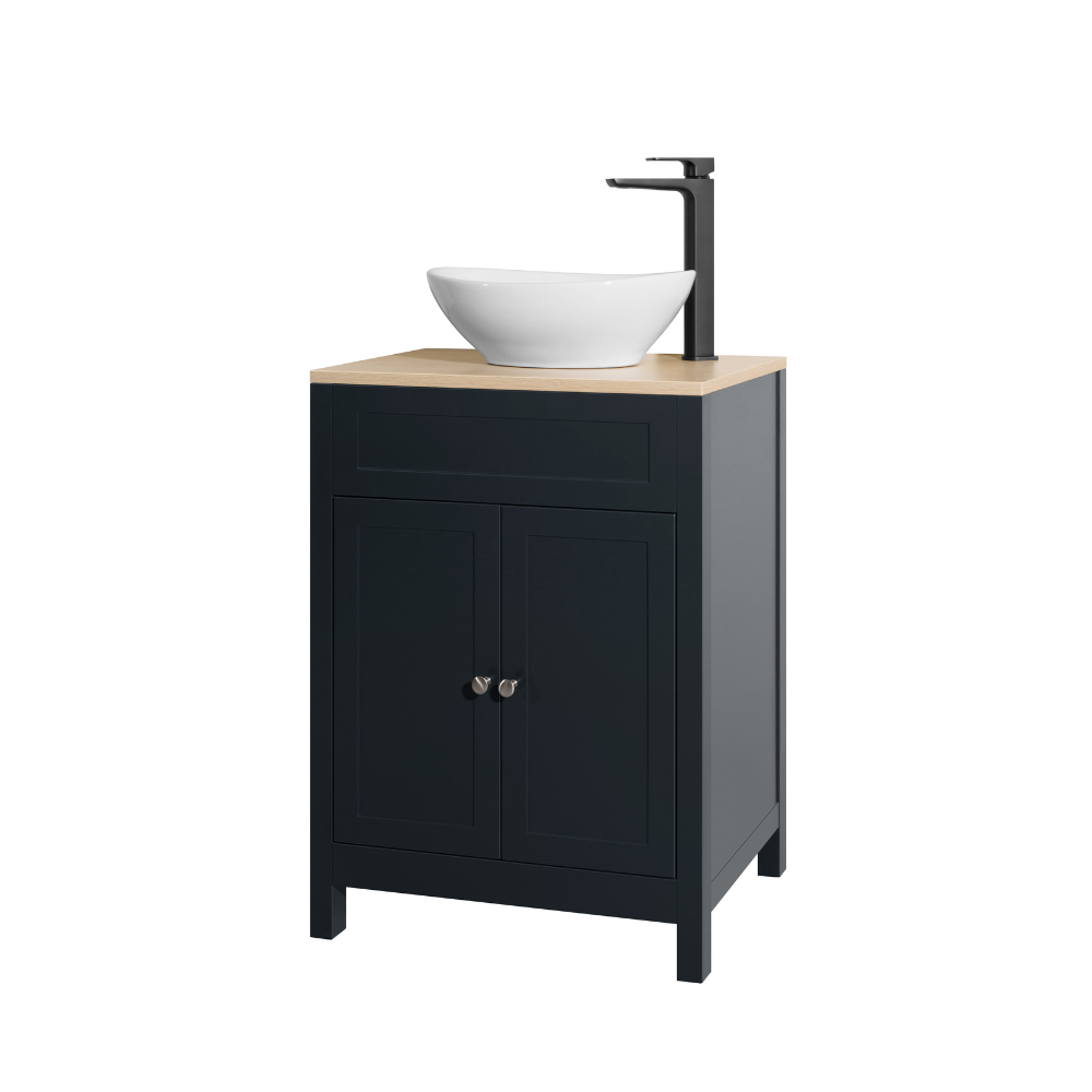 Turin Shadow Grey Base Unit Vanity with Country Oak Counter Top