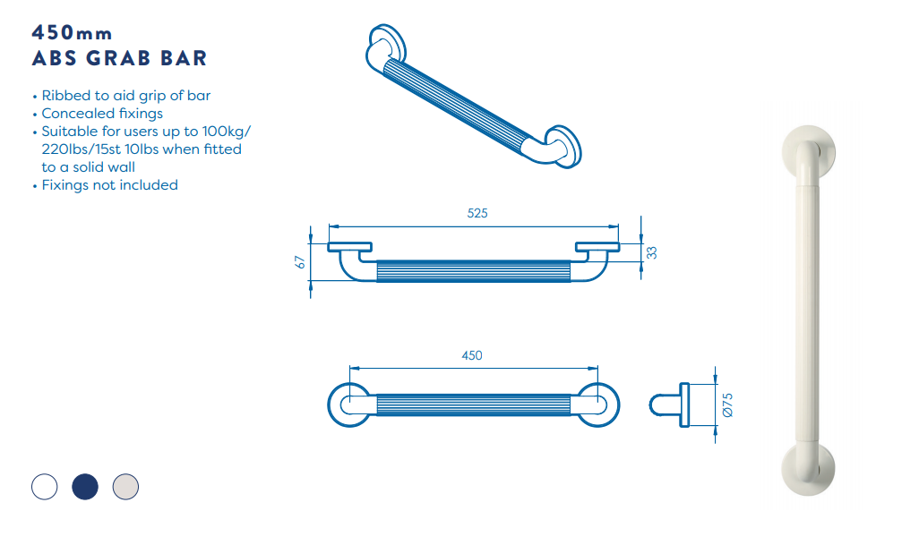ABS Plastic Grab Bars, Strabane Wholesale Ltd, Strabane, Co. Tyrone