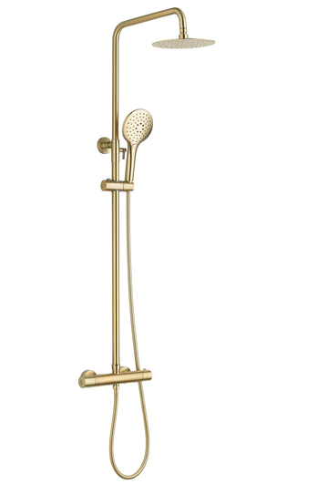 MENAI THERMOSTATIC BRUSHED BRASS ROUND DUAL PREMIUM SHOWER 