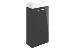 Volta 410mm Floor Standing 1 Door Basin Unit & Basin - Anthracite Gloss