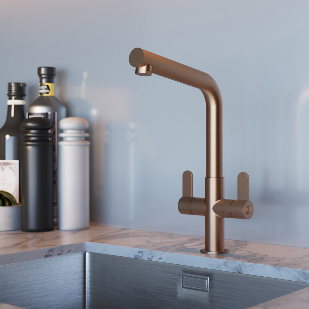 Oda Monobloc Mixer Tap - Brushed Red Gold