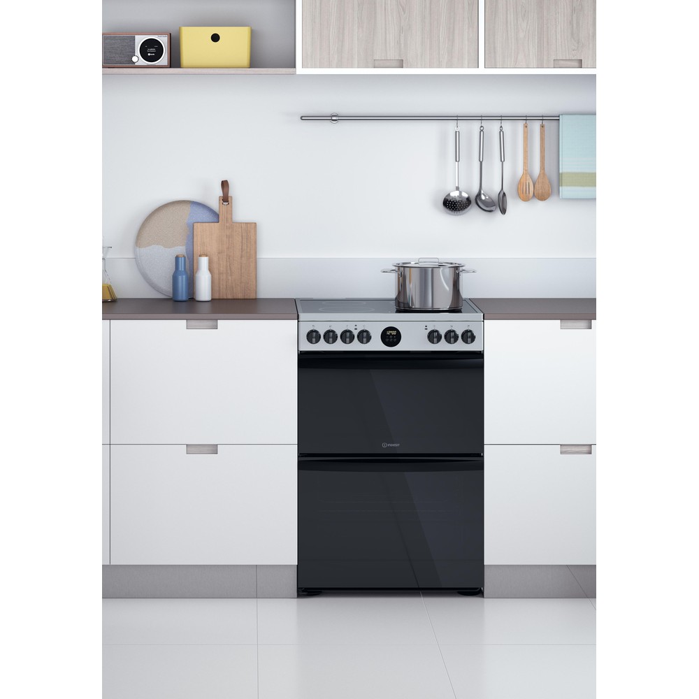 INDESIT Electric freestanding double cooker: 60cm - ID67V9HCX/UK