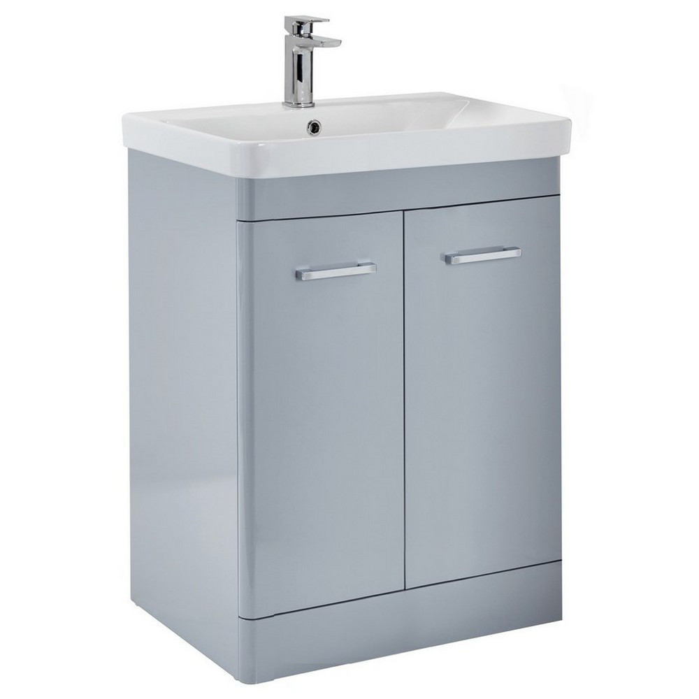 Rossini Floorstanding 800mm Vanity Unit & Basin in Gloss Pebble Grey
