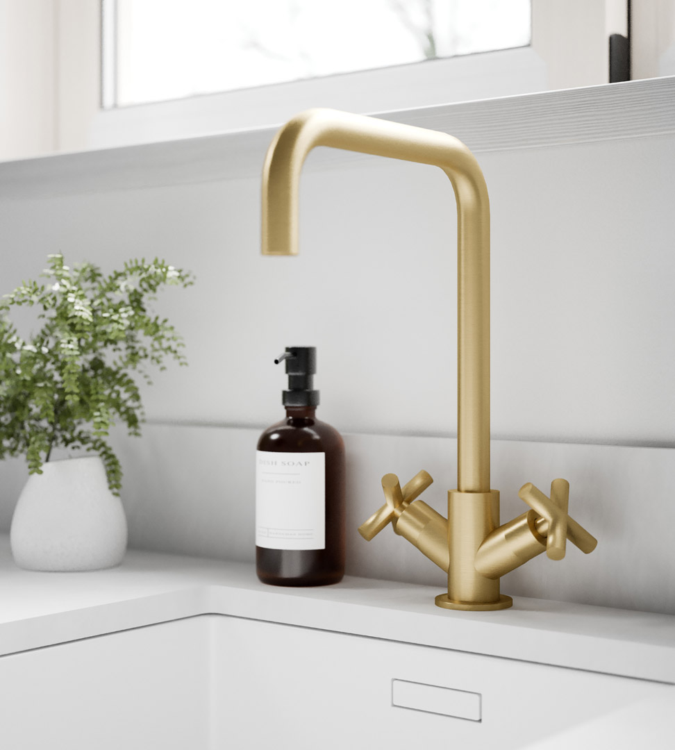 Isak Monobloc Mixer Tap - Brushed Brass
