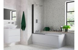 Single Straight Bath Screen - Black
