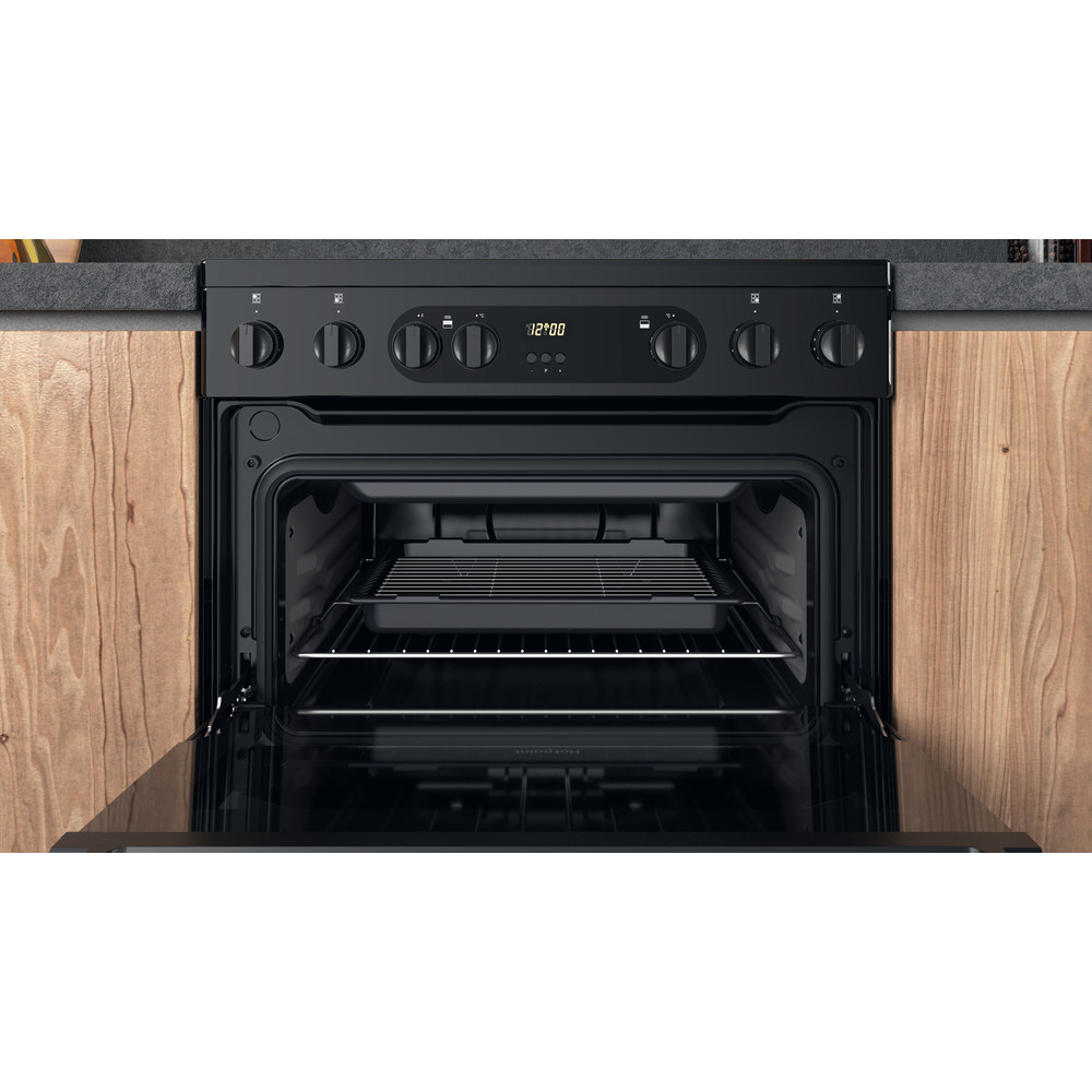 Hotpoint 60cm Electric Ceramic Double Cooker - Black
