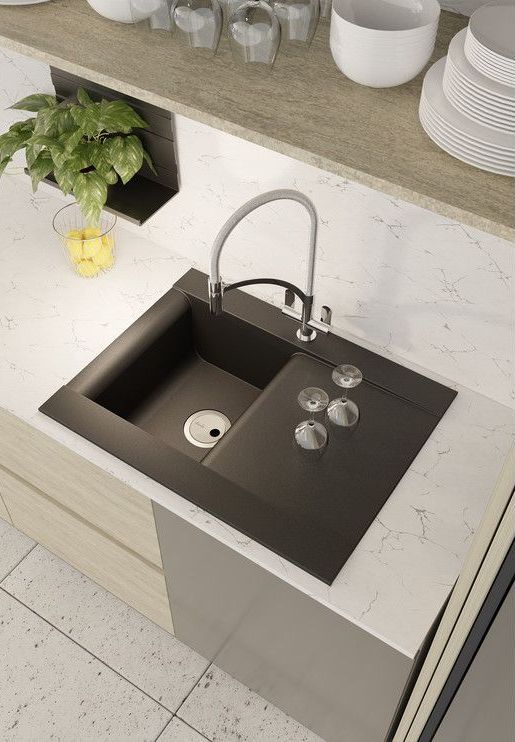 Abode Aspekt 1B & Drainer Granite Inset Sink - Black Metallicstrabane wholesale ltd, strabane, co. tyrone