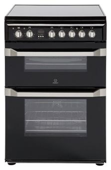 Indesit 60cm Double Oven Gas Cooker - Black