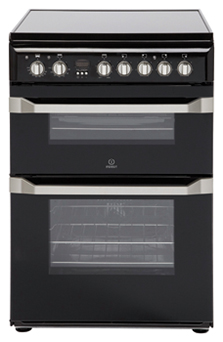 Indesit 60cm Double Oven Gas Cooker - Black