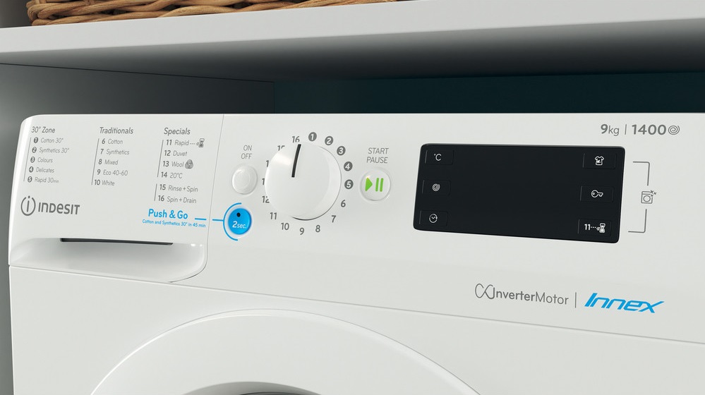 Indesit 9Kg Washing Machine with 1400 rpm - White - A Rated