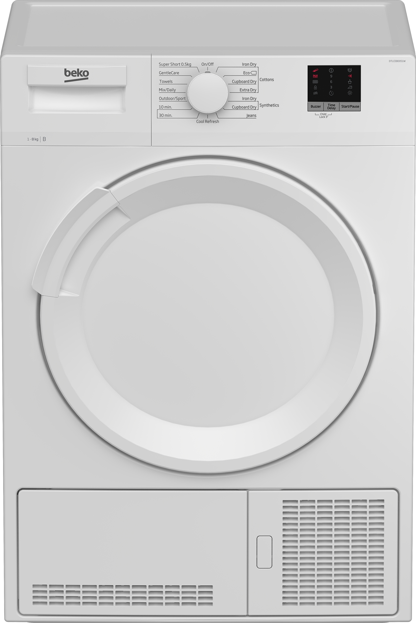 Beko Freestanding Condenser Tumble Dryer, 8kg Load, White - DTLCE80051W 