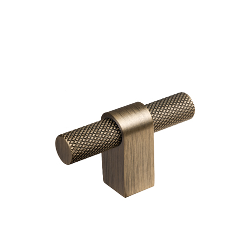 Knurled t bar - antique brushed brass