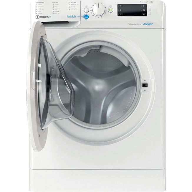 Indesit Freestanding washer dryer: 9,0kg - BDE 96436X W UK N