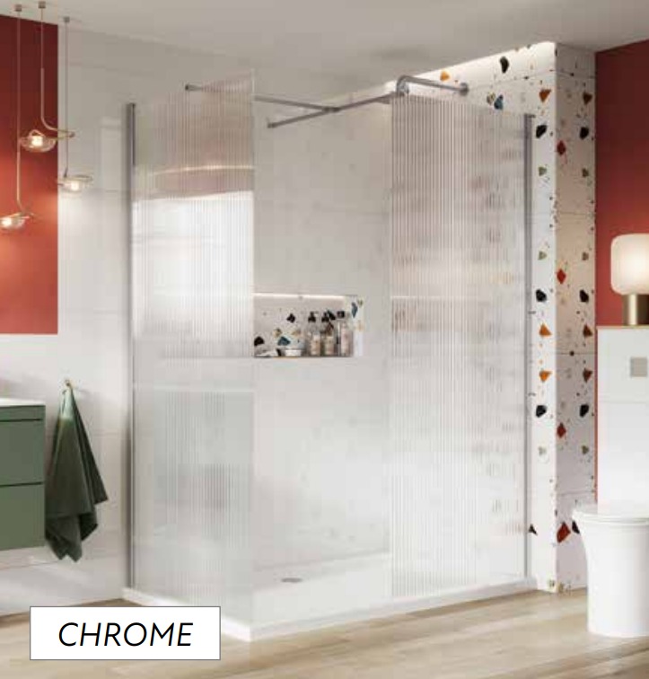 S8 Wetrooms Fluted Glass In Chrome - Price from £285.00