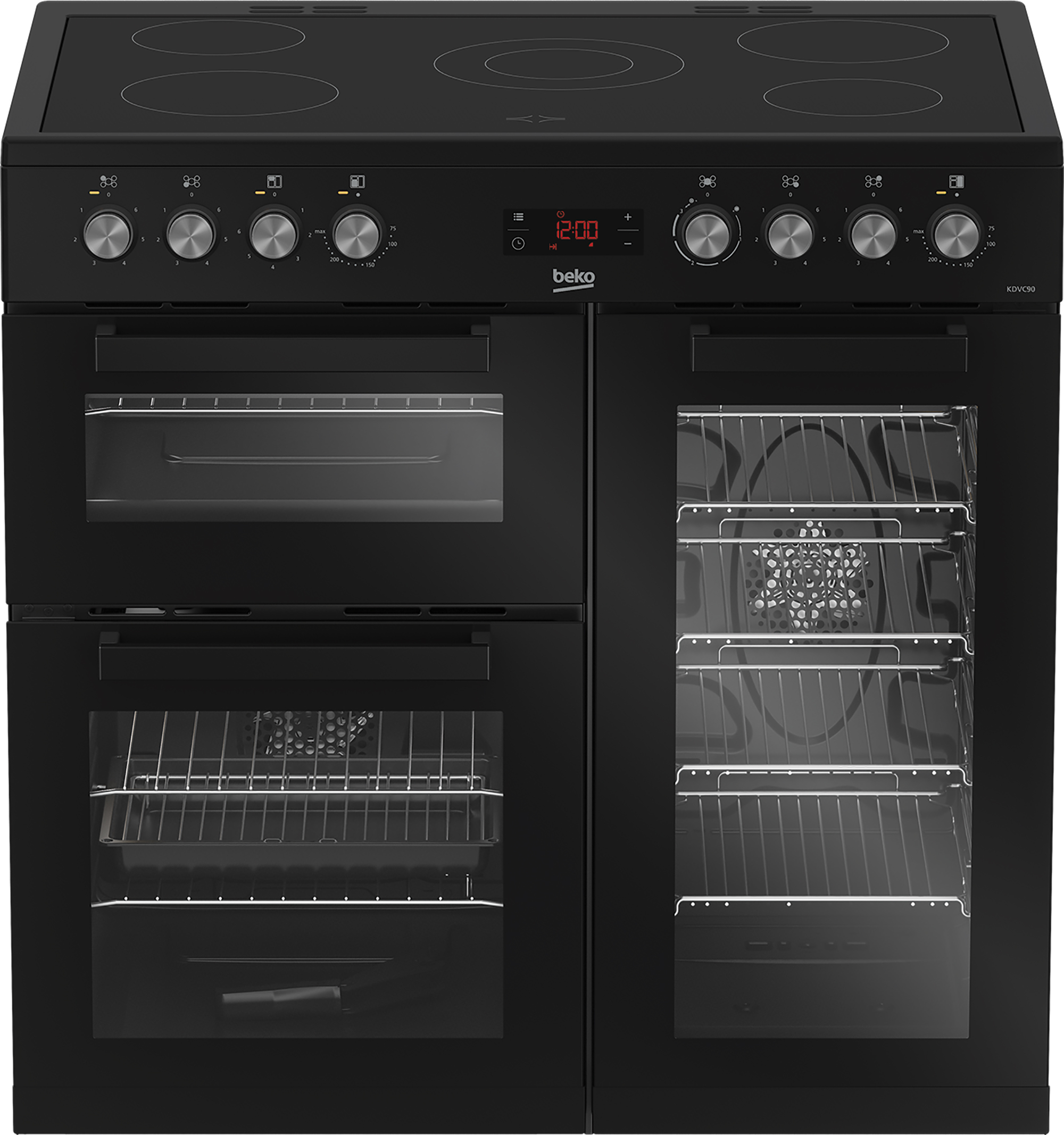 Beko Freestanding 90cm double oven range cooker KDVC90K