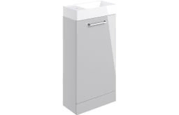 Volta 410mm Floor Standing 1 Door Basin Unit & Basin - Grey Gloss