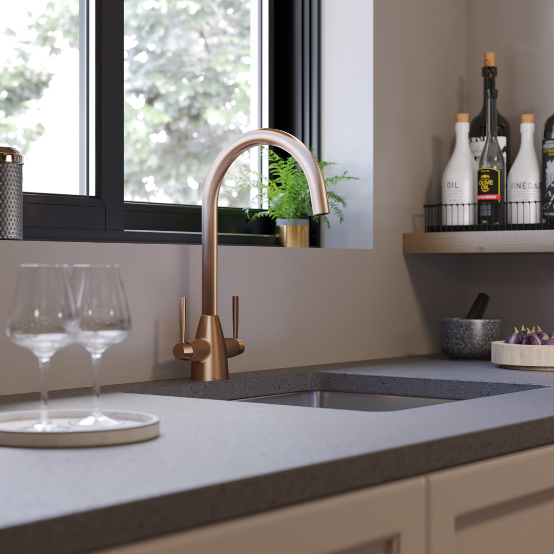 Ivy Monobloc Mixer Tap - Brushed Red Gold