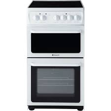 Hotpoint HAE51PS Electric Ceramic Twin Cavity Cooker in White 