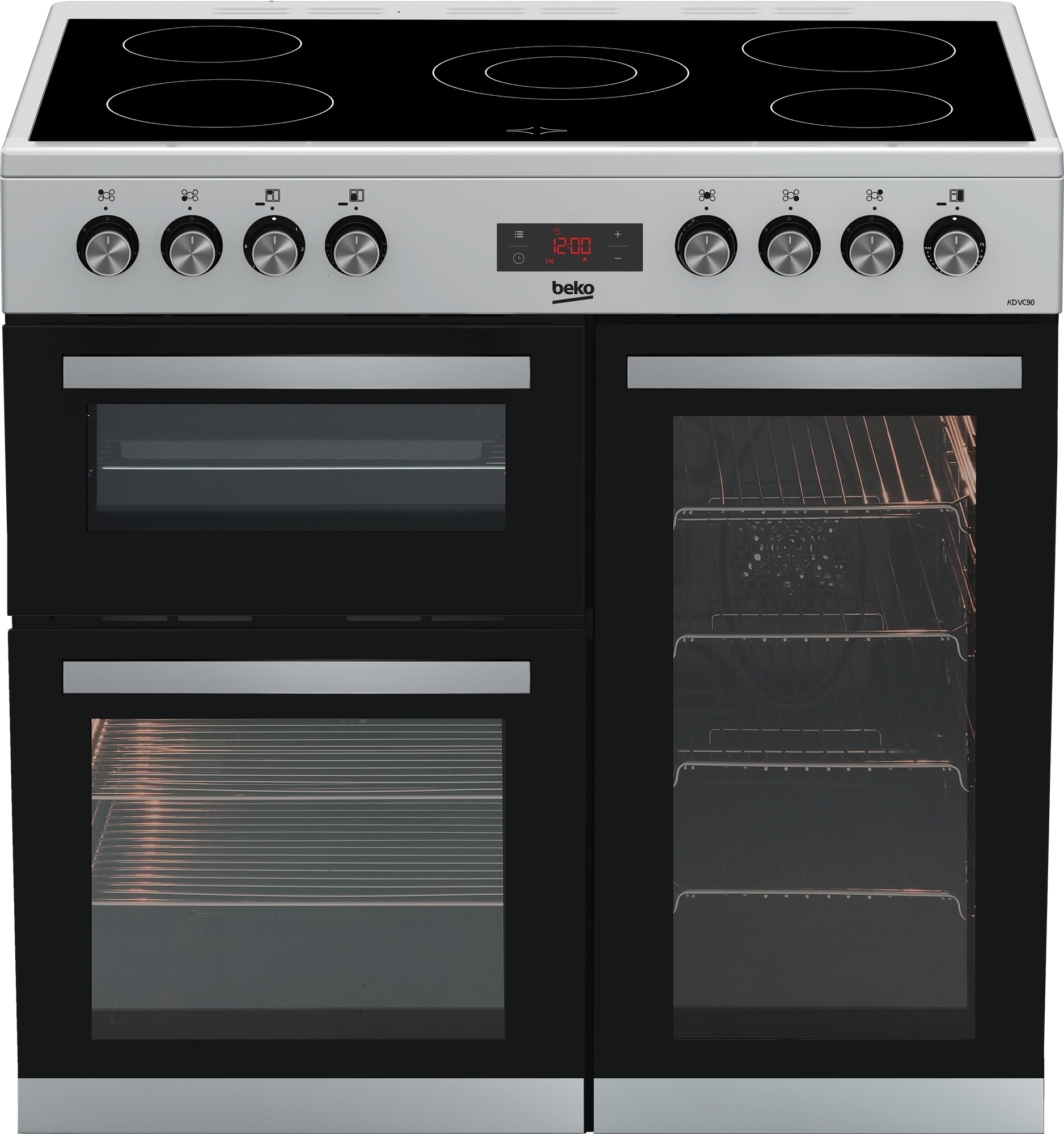 Beko Freestanding 90cm double oven range cooker KDVC90X