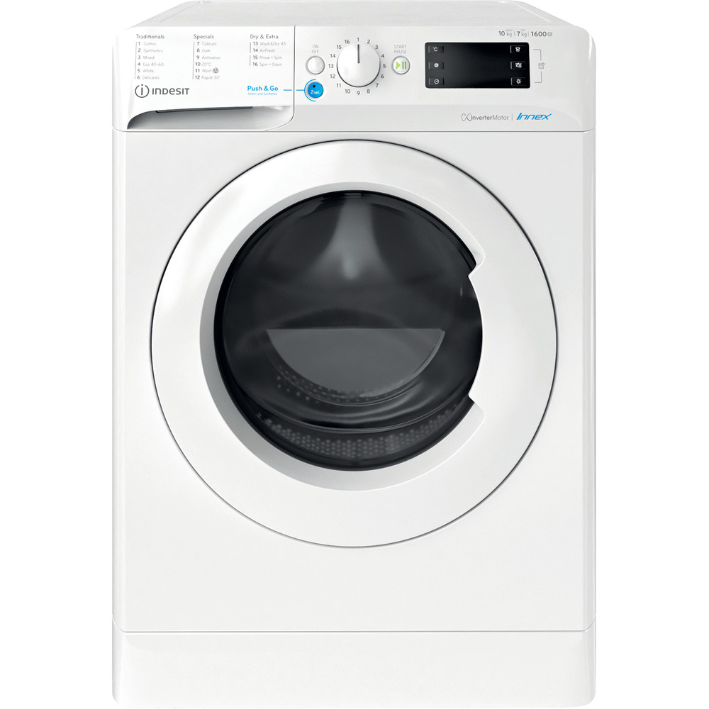 Indesit Freestanding washer dryer: 10,0kg - BDE 107625X W UK N