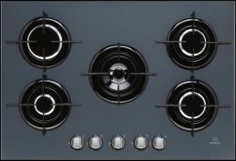 INDESIT Gas on Glass Hob: 5 gas burners - (BLACK)