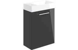 Volta 410mm Wall Hung 1 Door Basin Unit & Basin - Anthracite Gloss