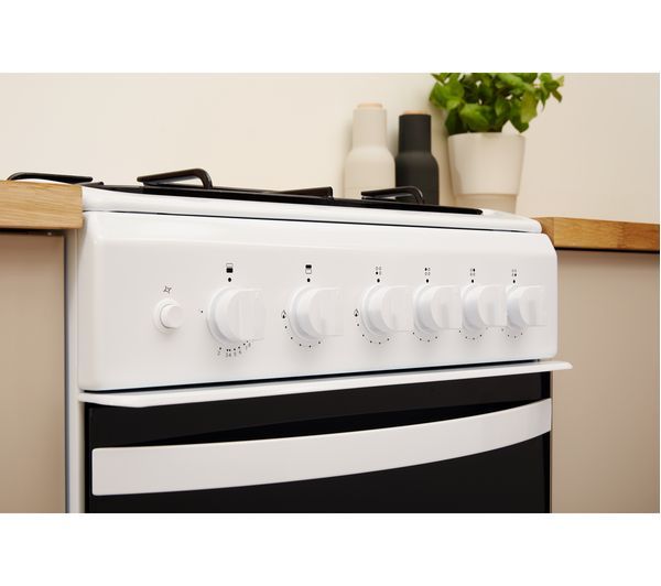 INDESIT Gas freestanding double cooker: 50cm - White ID5G00KMW/UK
