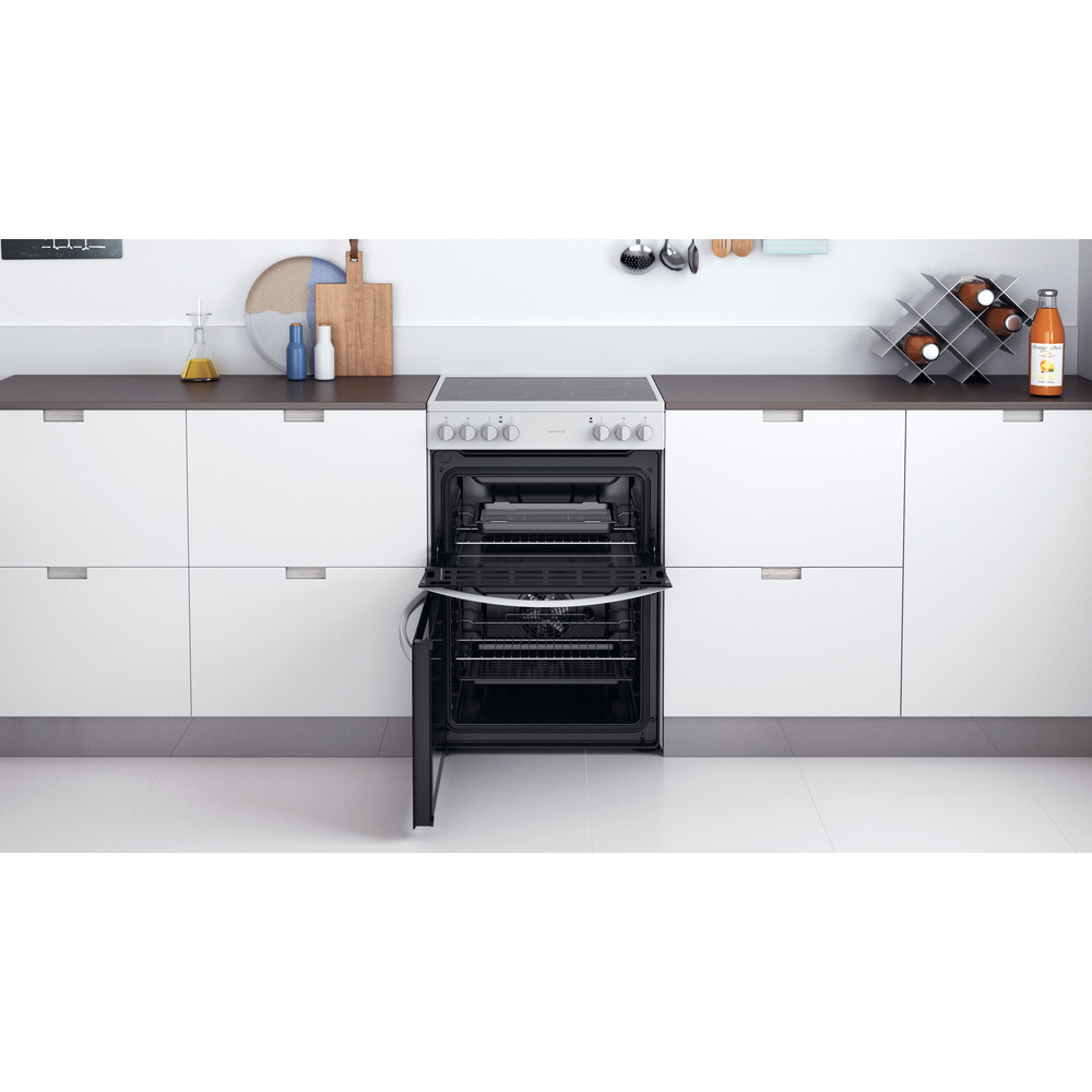 INDESIT Electric freestanding double cooker: 60cm - ID67V9KMW/UK