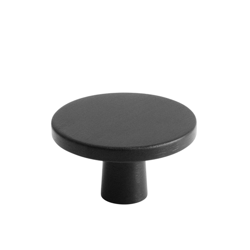Round flat knob - brushed black