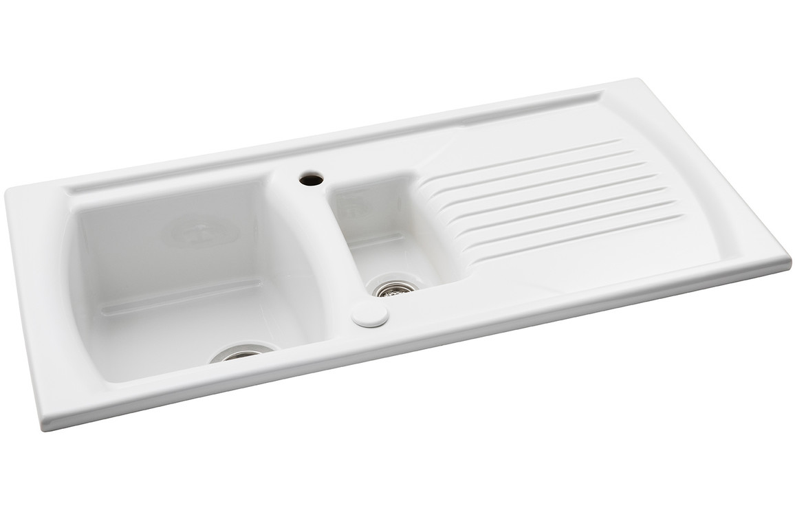 An Abode Milford 1.5 bowl inset sink in White