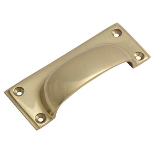 Square cup handle - polished brass