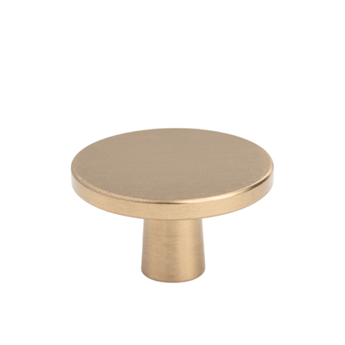 Round flat knob - brushed brass