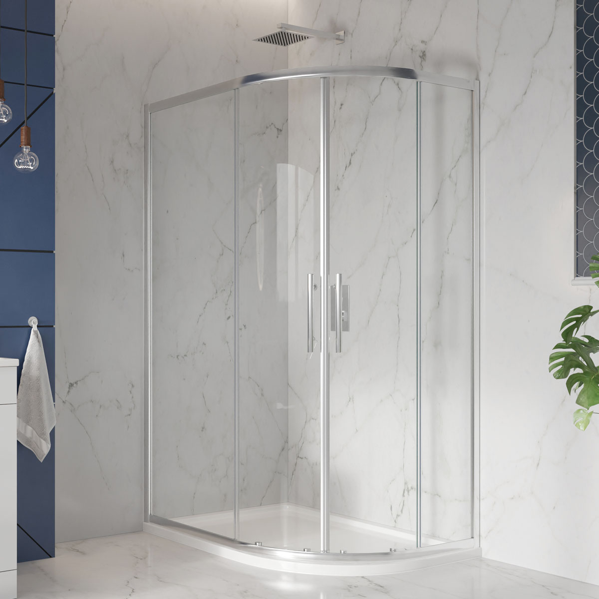 Offset Quadrant 2 Door Glass Enclosure 900 x 760mm