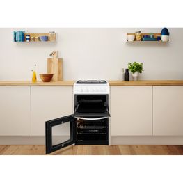 INDESIT Gas freestanding double cooker: 50cm - White ID5G00KMW/UK