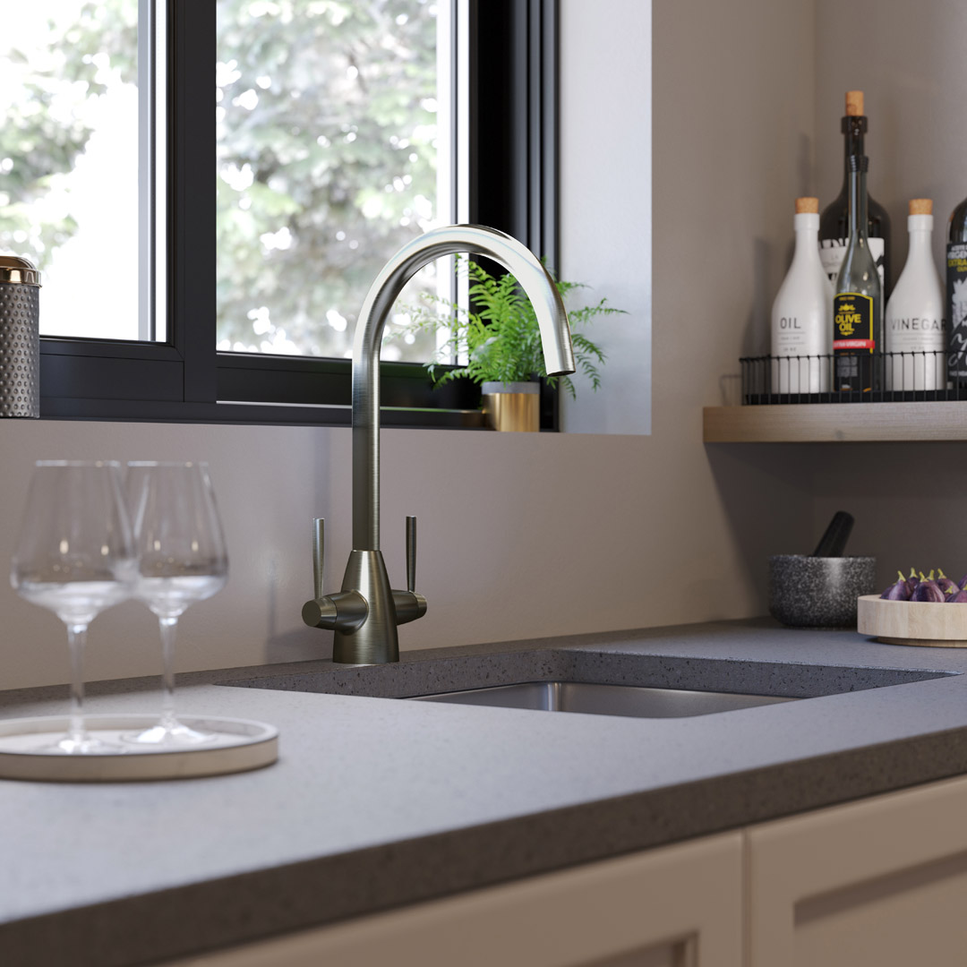 Ivy Monobloc Mixer Tap - Brushed Chrome