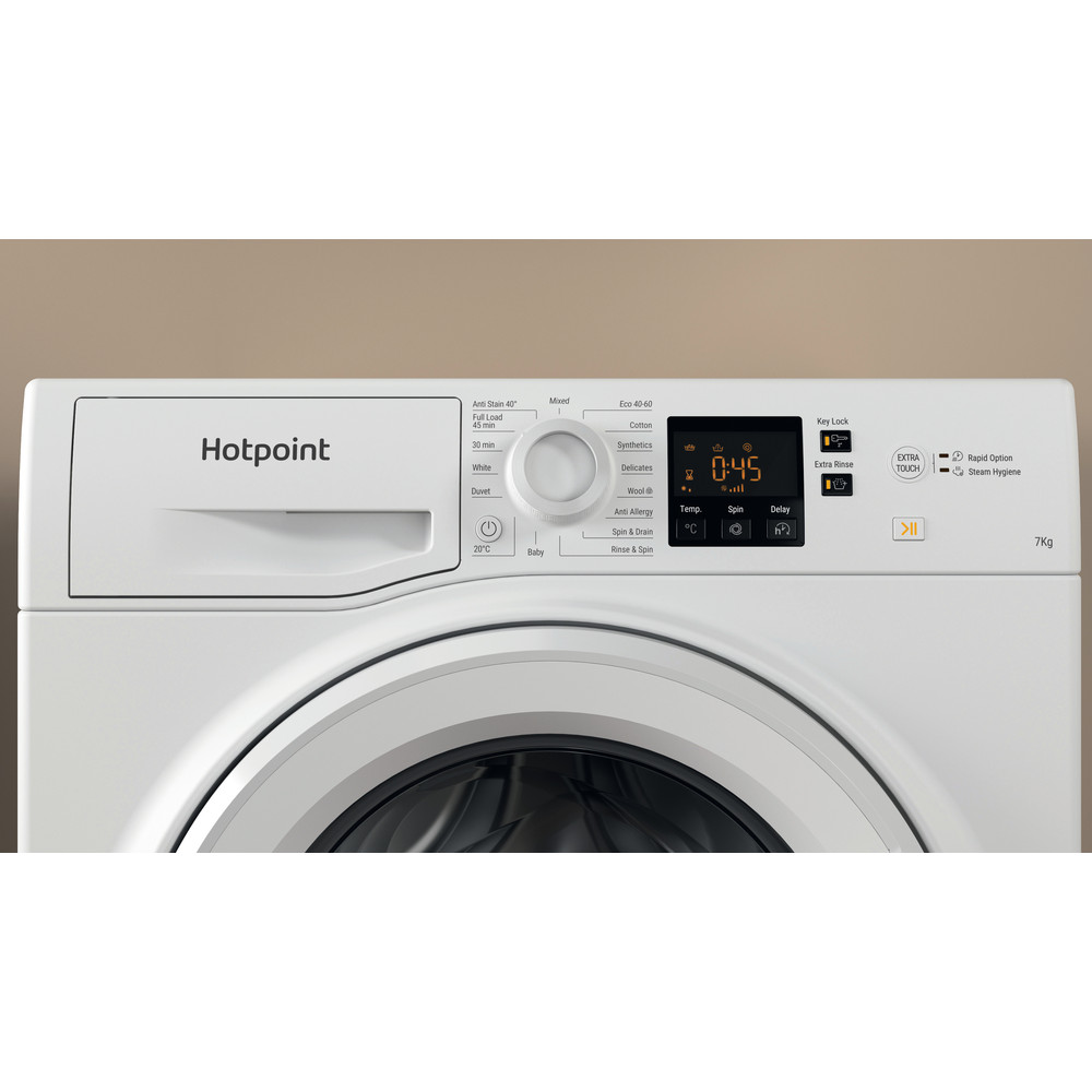 Hotpoint NSWF 743U W UK N Freestanding Front Load Washing Machine 7kg  £299.00. AEG, HOTPOINT, INDESIT, HOOVER, BEKO WASHING MACHINES, STRABANE WHOLESALELTD, STRABANE, CO. TYRONE, BT82 8EH, 02871382374