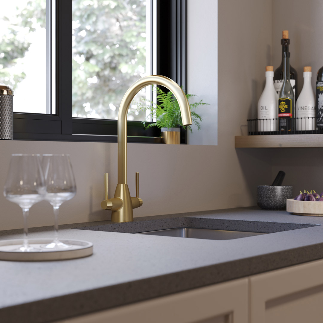 Ivy Monobloc Mixer Tap - Brushed Brass
