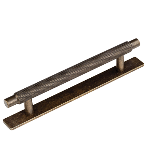 Knurled t-bar with backplate - antique brass
