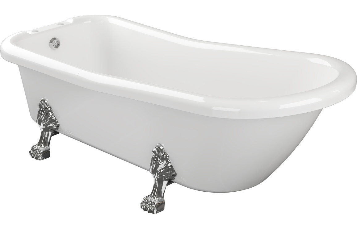Bayswater Freestanding 1530x670x760mm 2TH Bath w/Feet - White