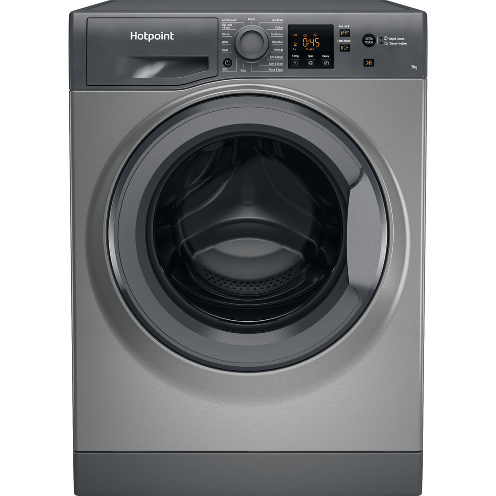 Hotpoint 7kg 1400rpm Freestanding Washing Machine -Graphite - NSWF743UGGUKN 
