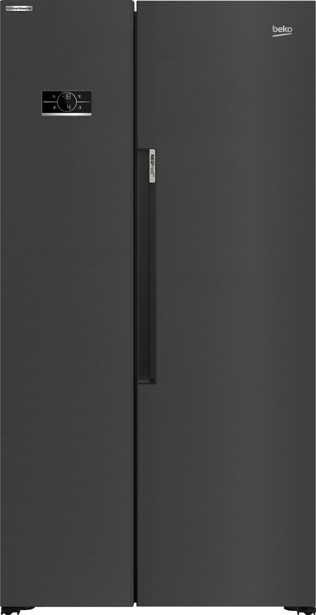 Beko Freestanding American Style Fridge Freezer - Black Steel ASL1442VPZ