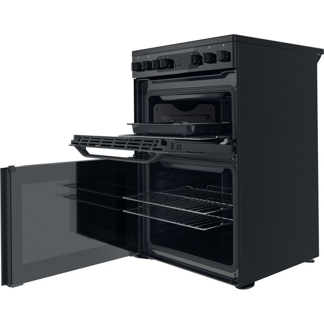 Hotpoint 60cm Electric Ceramic Double Cooker - Black