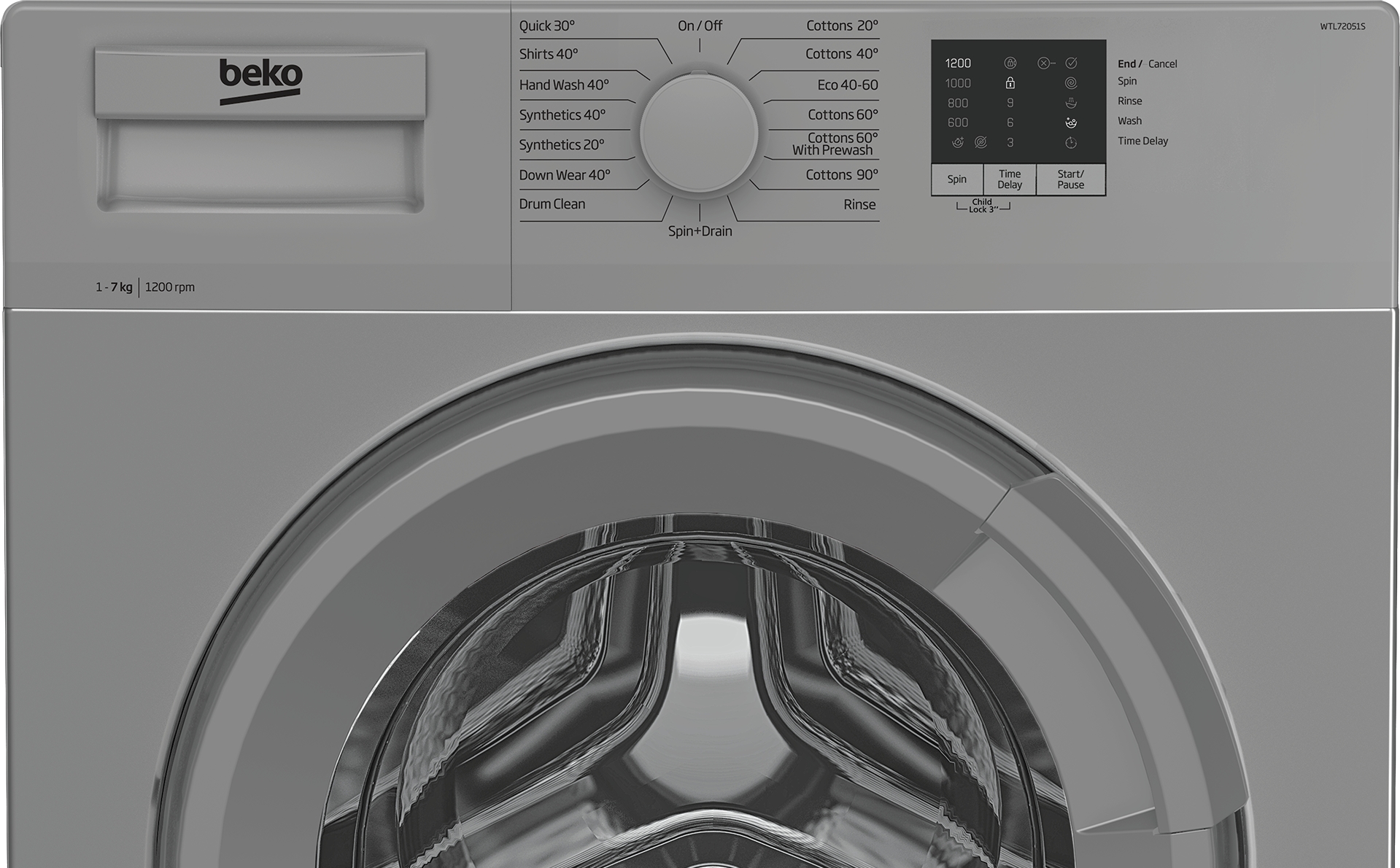 BEKO Silver Freestanding 7kg 1200rpm Washing Machine